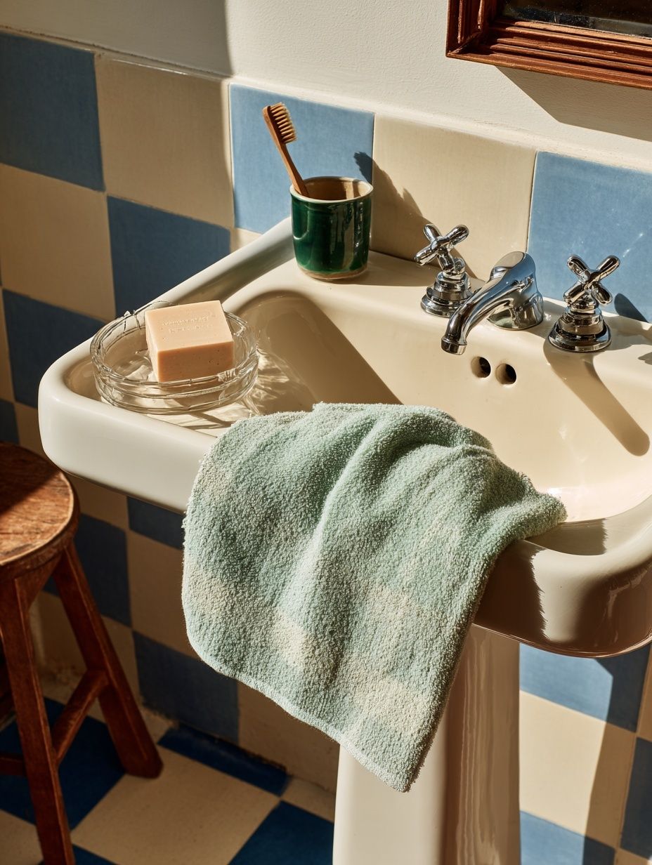 Sunlit Vintage Bathroom Sink Poster.