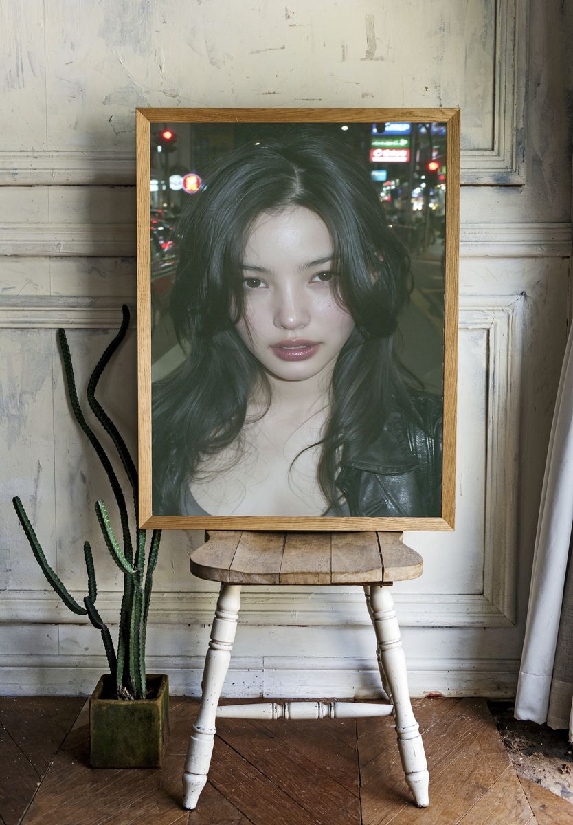 Neon Street Portrait Photography Poster. room preview