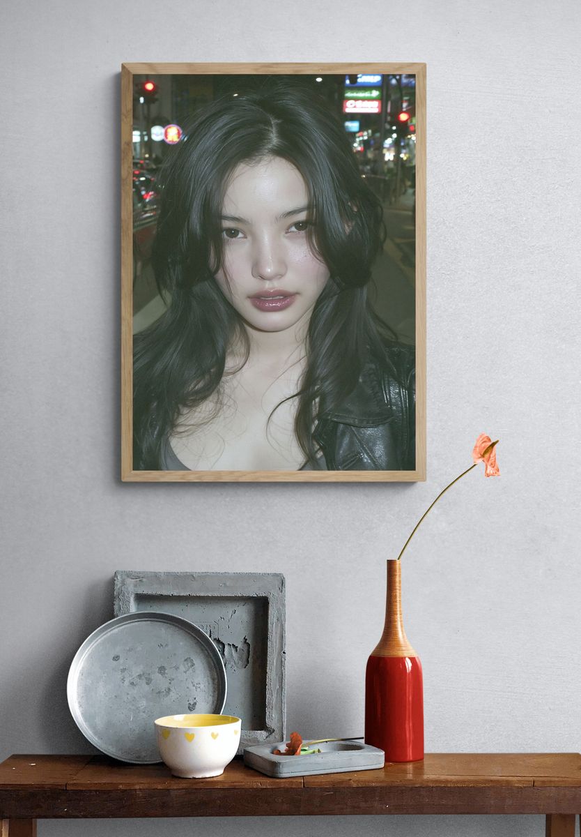Neon Street Portrait Photography Poster. — room view 3