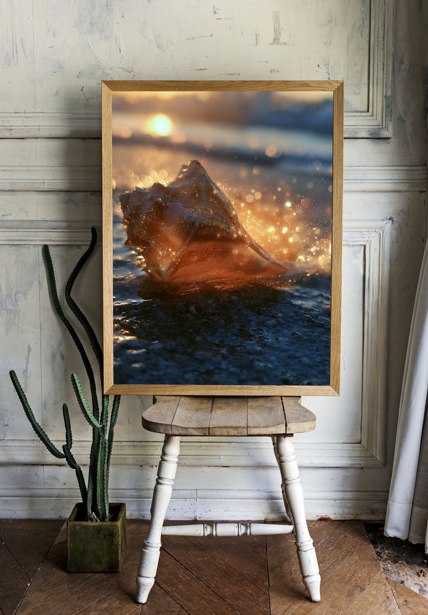 Seashell at Sunset Photography Poster. — room view 1