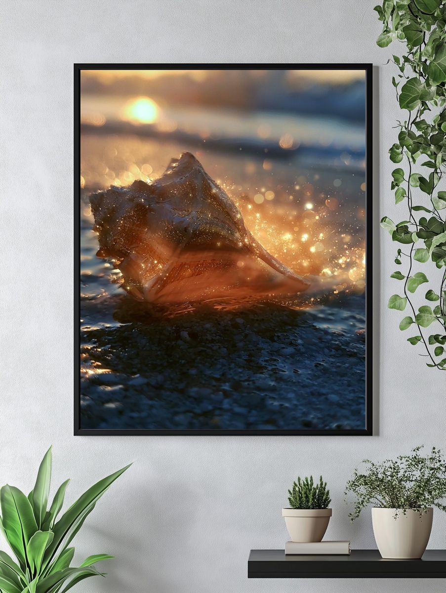 Seashell at Sunset Photography Poster. — room view 4