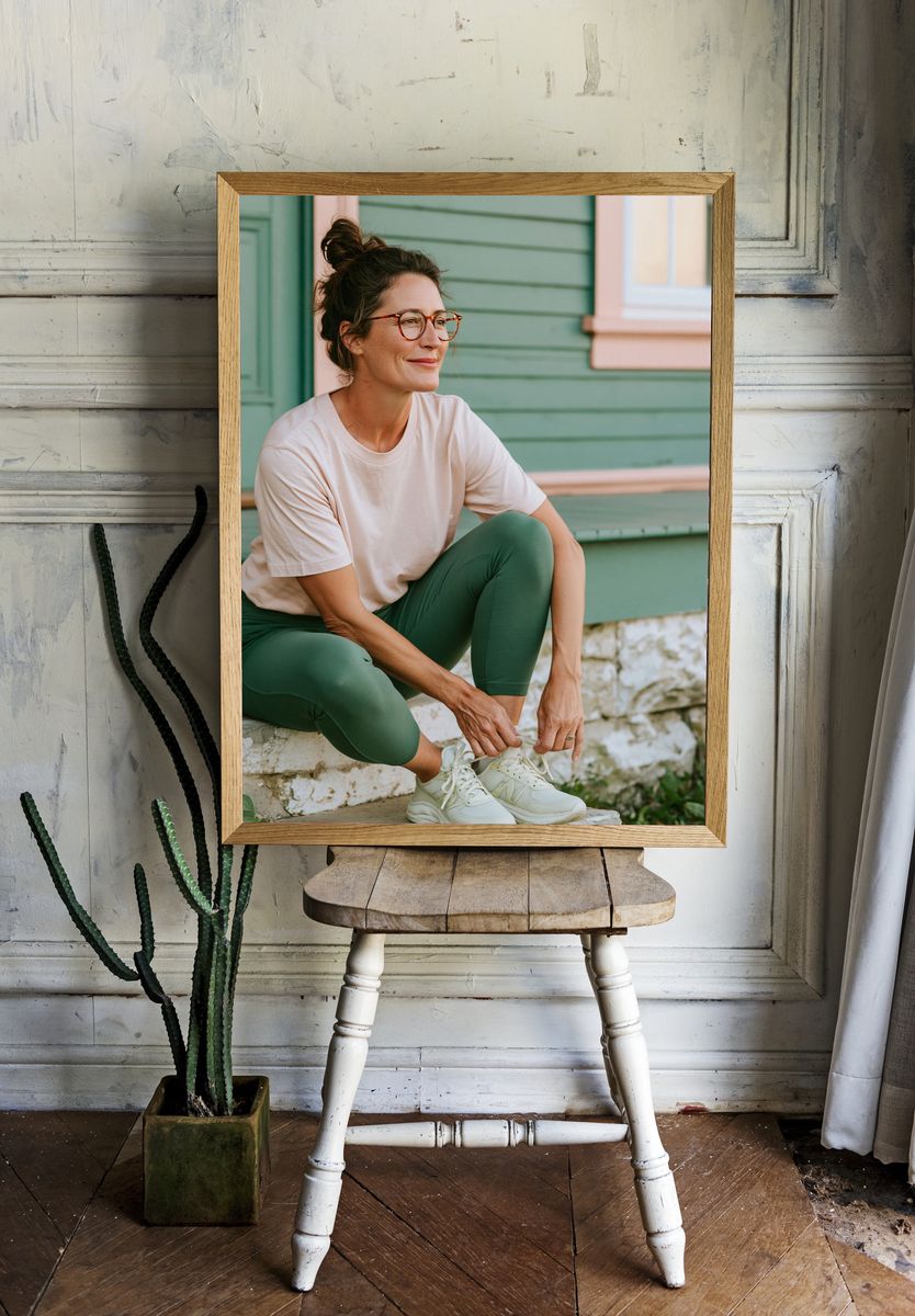 Relaxed Woman Portrait Photography Poster. — room view 1