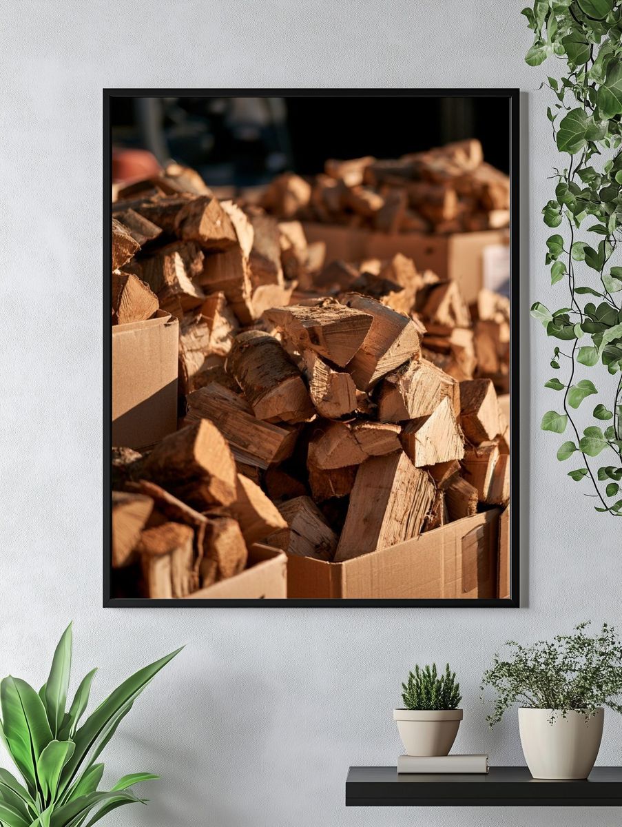Stacked Firewood Photography Poster. — room view 4