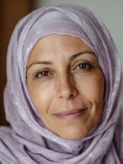 Woman in Lavender Hijab Portrait Print. poster print