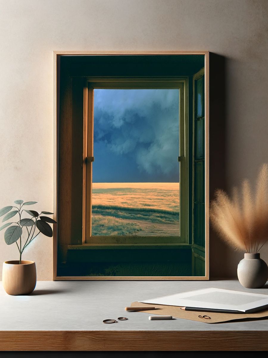 Open Window Landscape Photography Poster. — room view 2