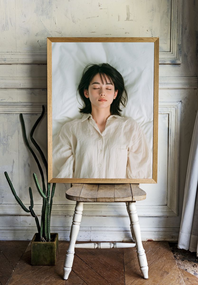 Sleeping Woman Portrait Print. — room view 1