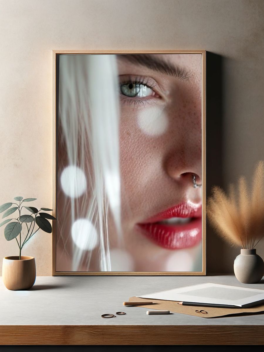 Freckled Portrait Photography Poster. — room view 2