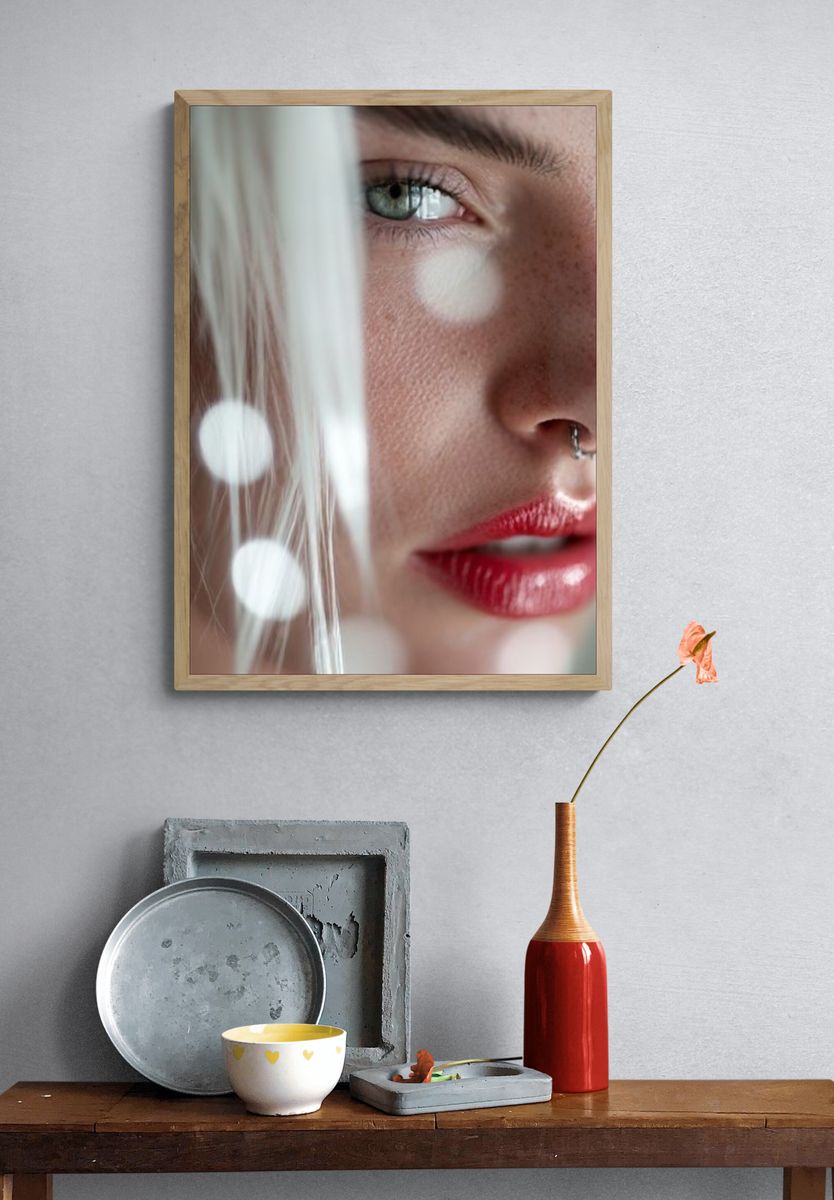 Freckled Portrait Photography Poster. — room view 3
