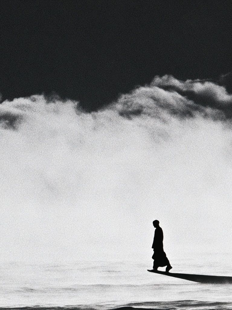 Solitary Figure in Fog Poster. poster detail
