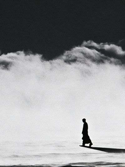 Solitary Figure in Fog Poster. poster