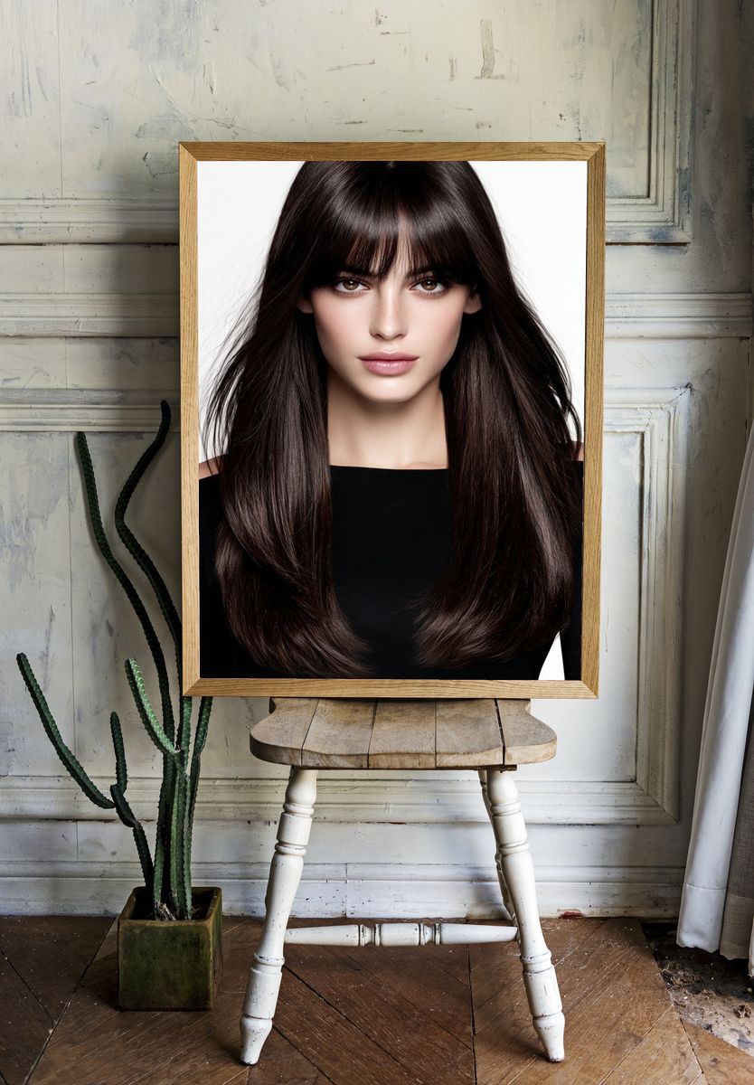 Elegant Brunette Portrait Poster. — room view 1