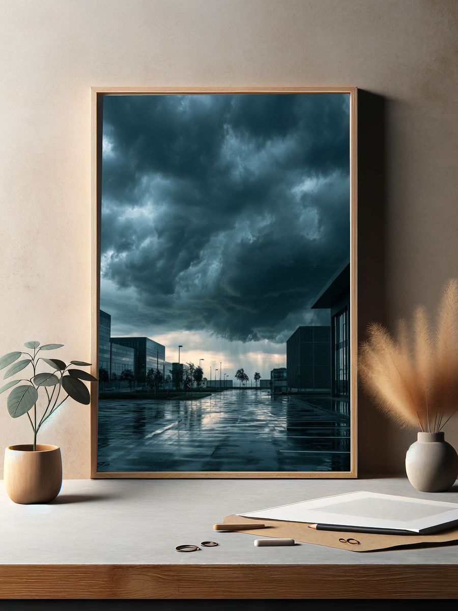 Stormy Cityscape Photography Poster. — room view 2