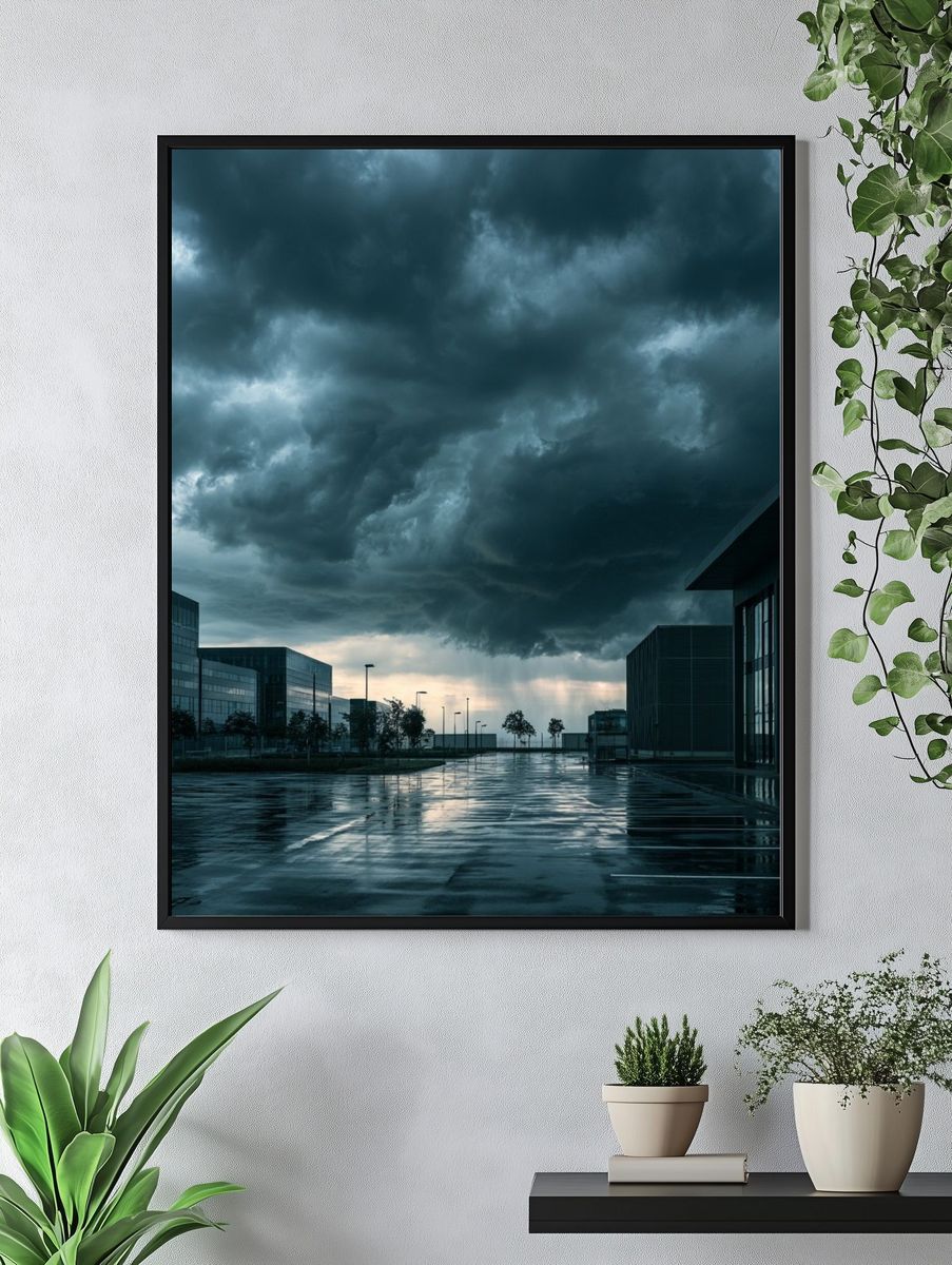 Stormy Cityscape Photography Poster. — room view 4