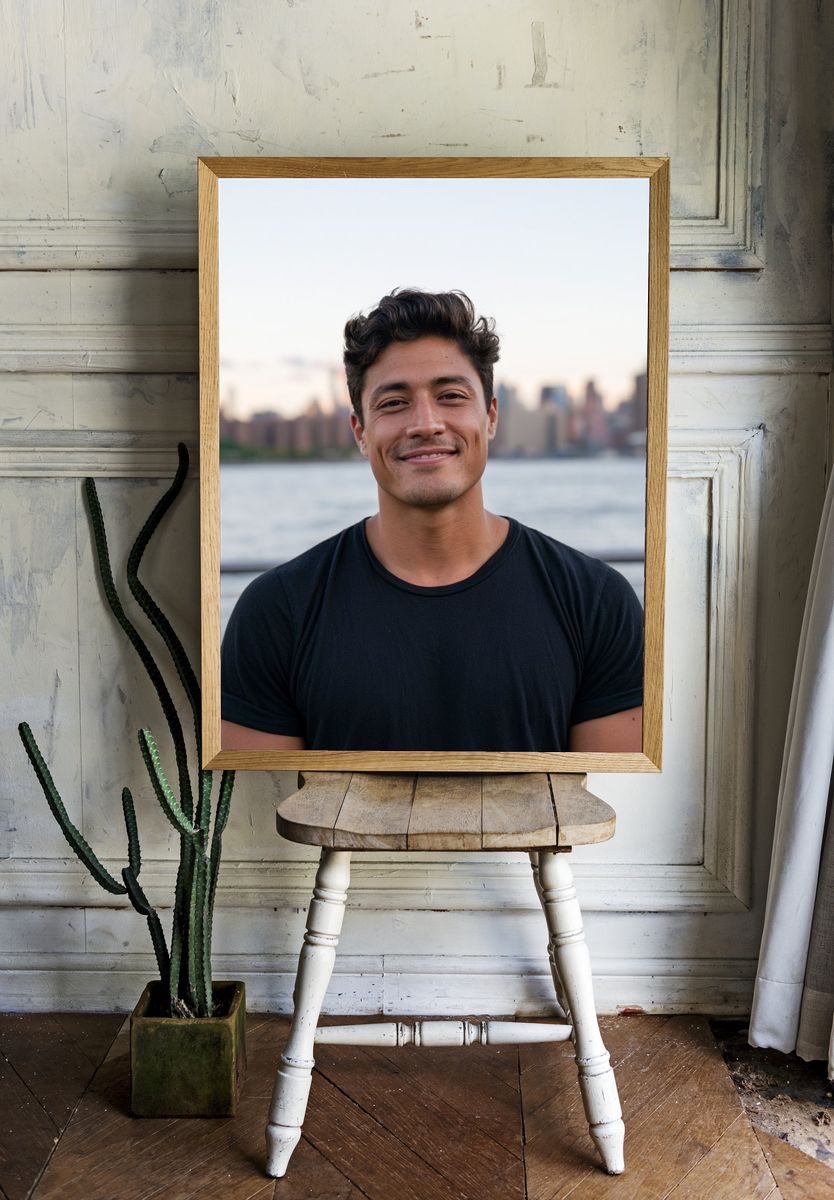 Smiling Waterfront Portrait Print. — room view 1