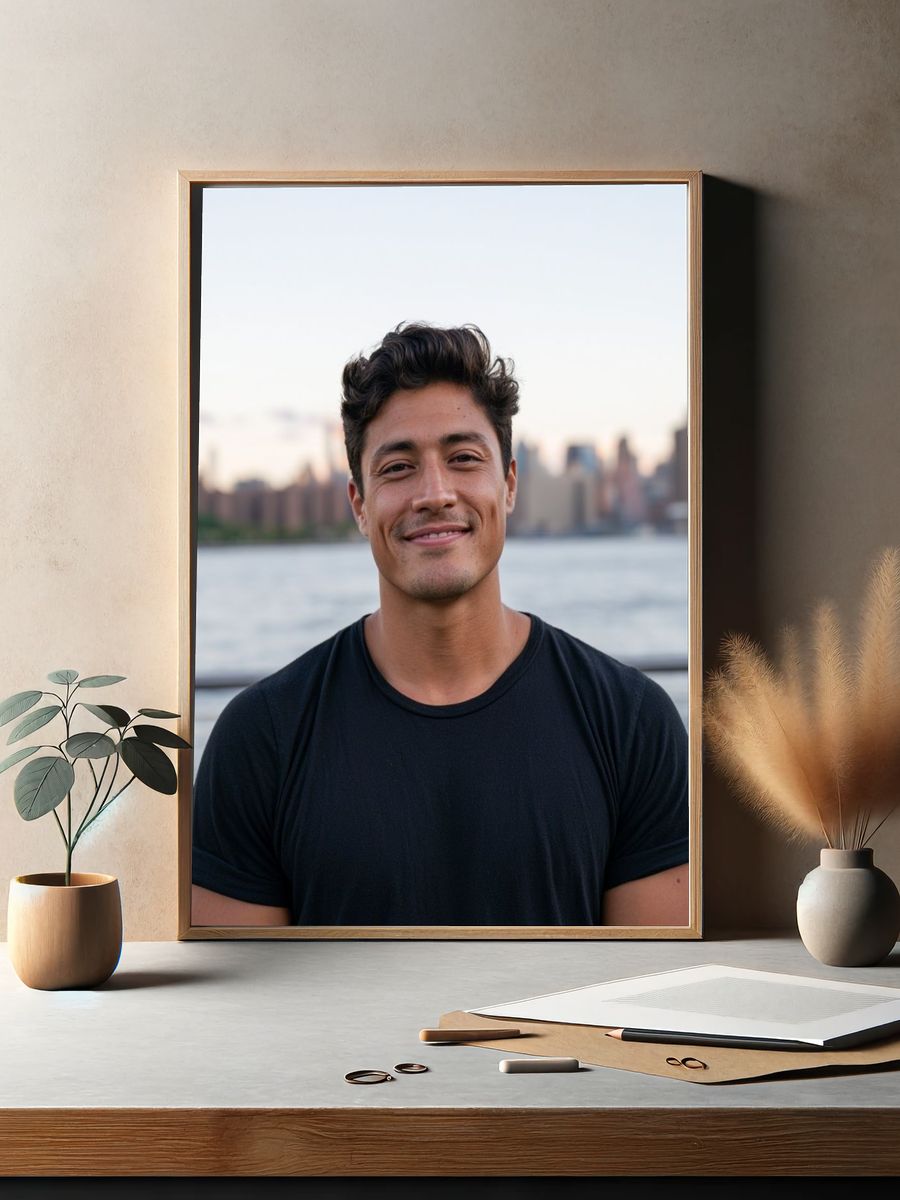 Smiling Waterfront Portrait Print. — room view 2
