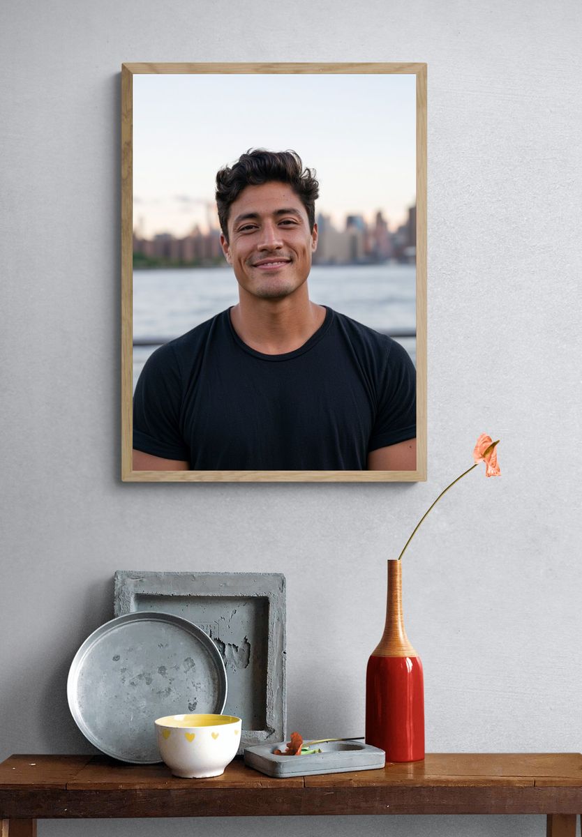 Smiling Waterfront Portrait Print. — room view 3
