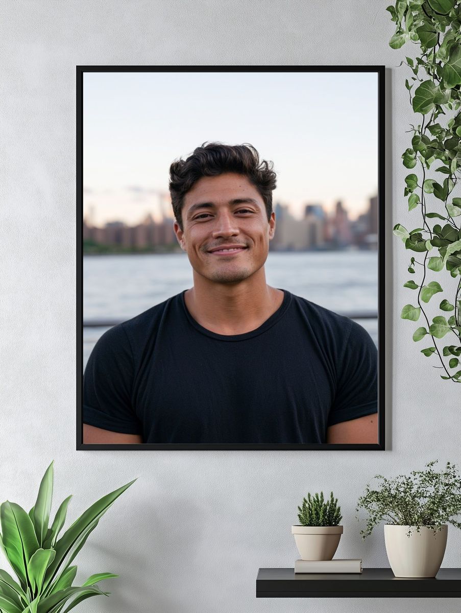Smiling Waterfront Portrait Print. — room view 4