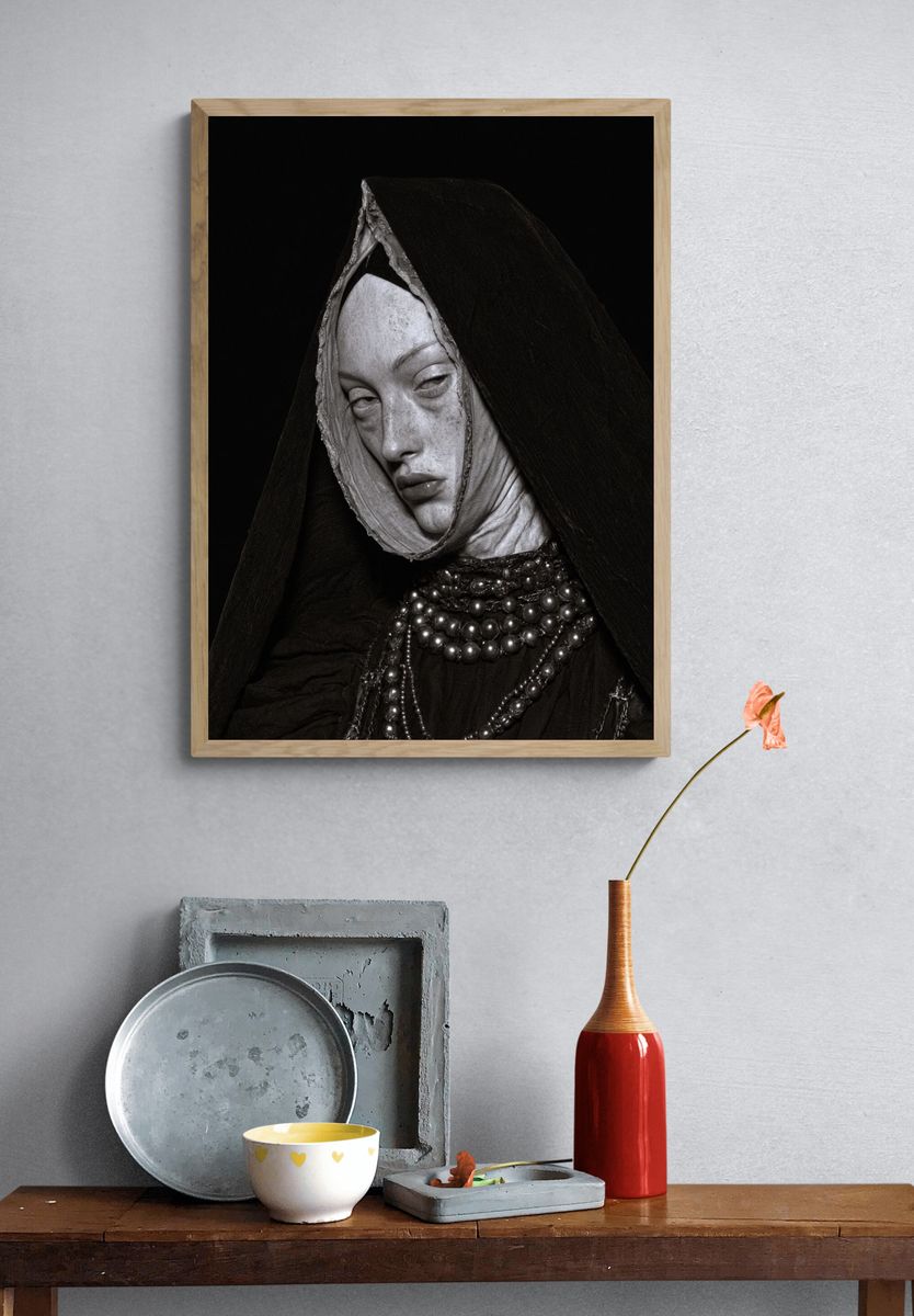 Monochrome Portrait of a Veiled Woman Poster. — room view 3