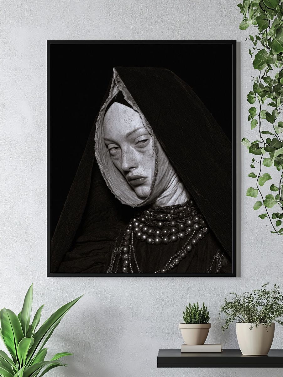 Monochrome Portrait of a Veiled Woman Poster. — room view 4