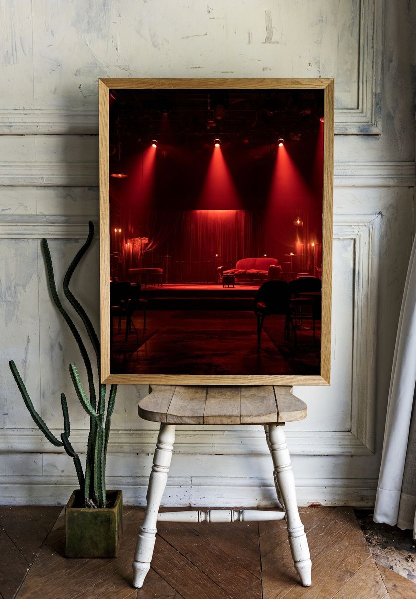 Red Stage Lounge Photography Poster. — room view 1
