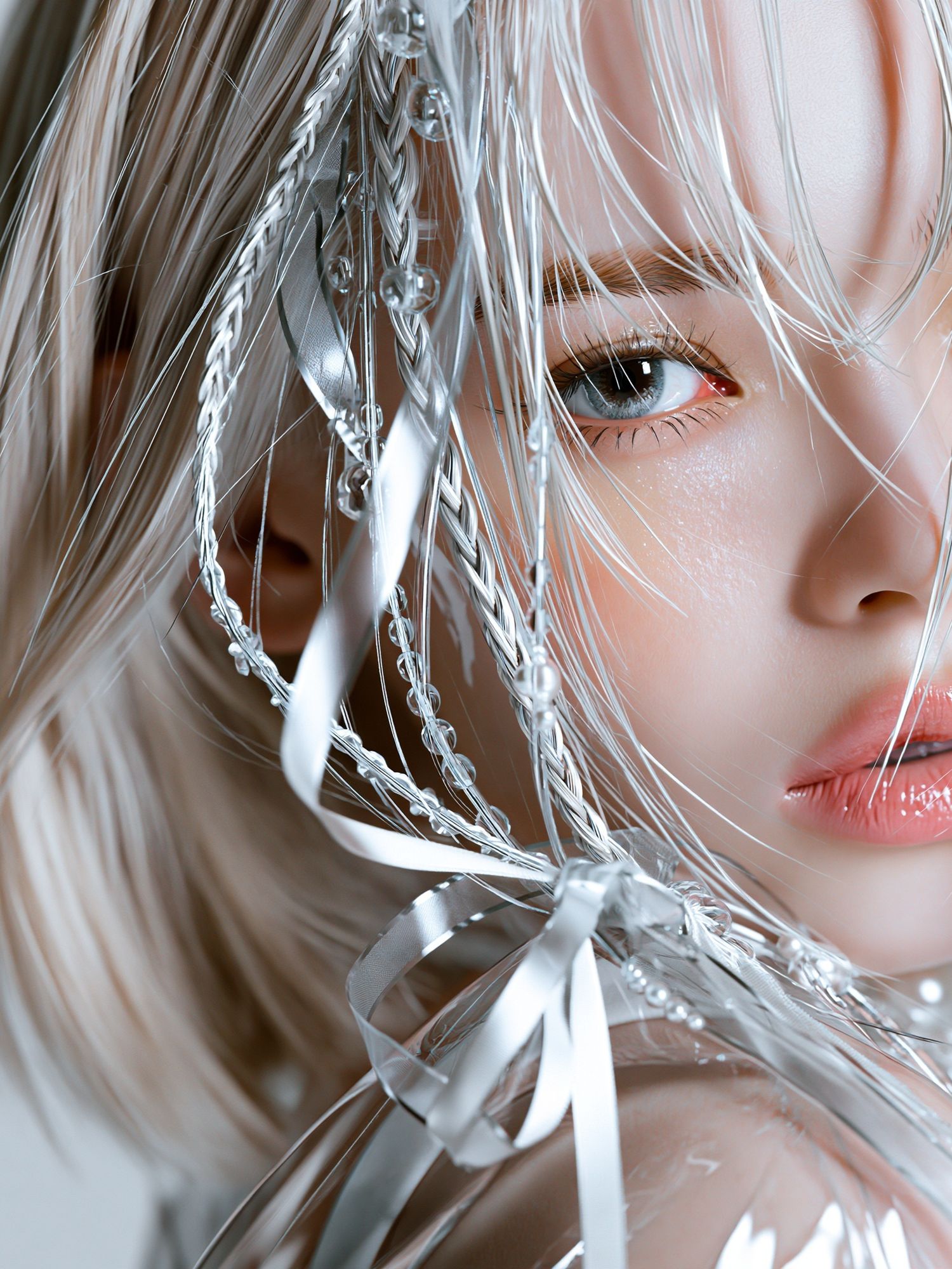 Dreamy Silver Portrait Print. poster detail