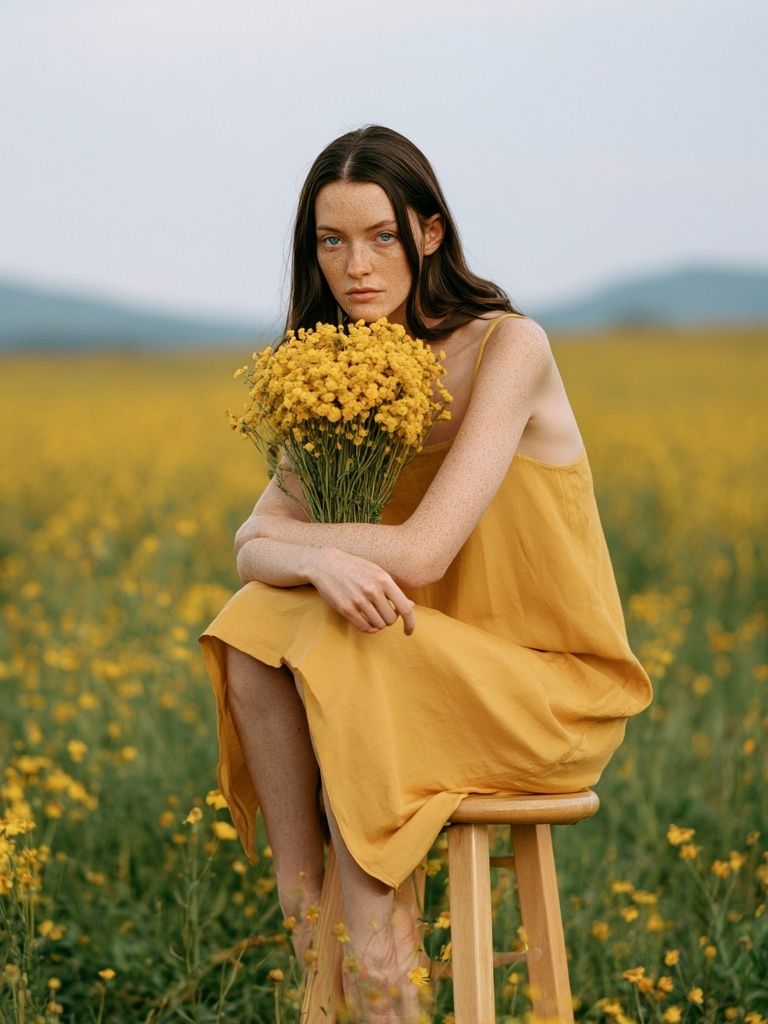 Woman in Yellow Field Photography Poster. poster — photography art