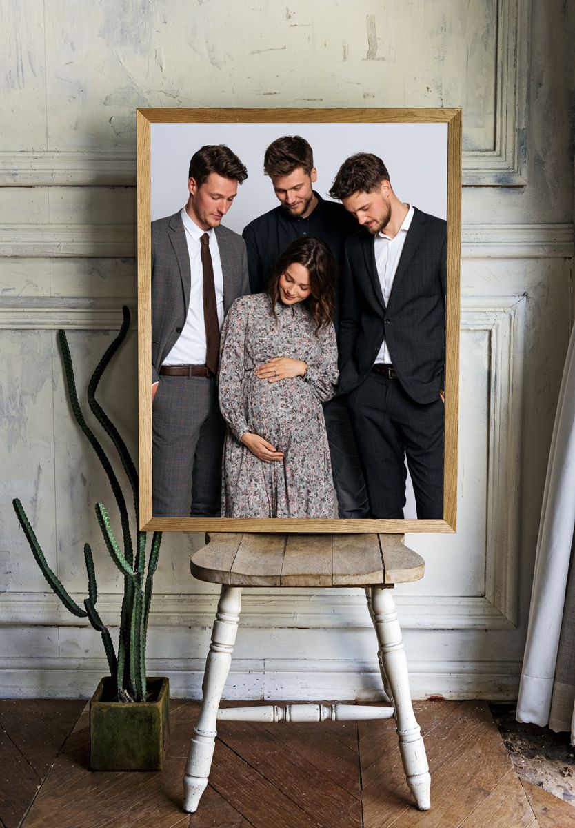 Expectant Friends Studio Portrait Print. — room view 1