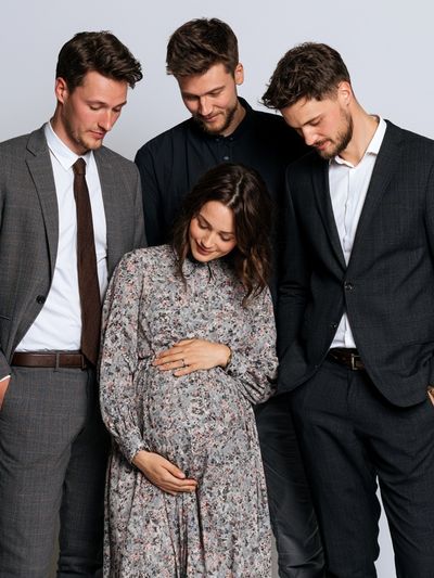 Expectant Friends Studio Portrait Print. poster