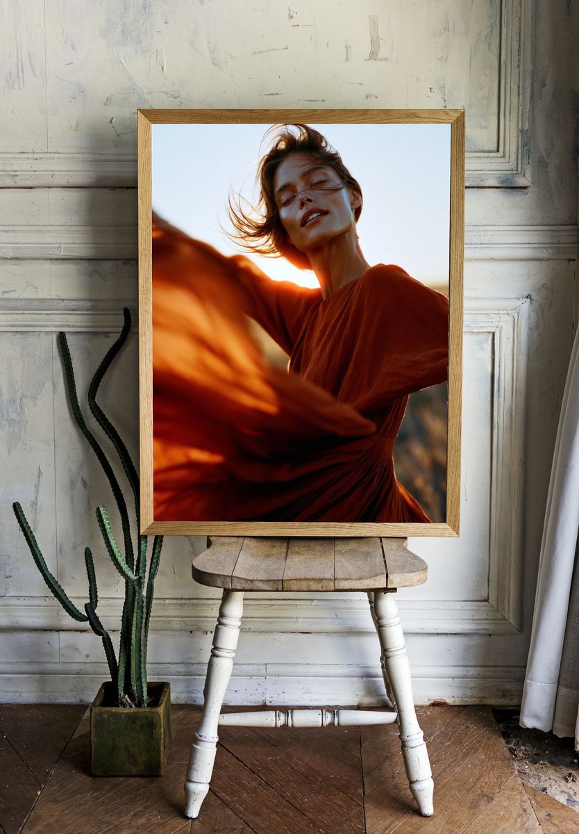 Windblown Woman Portrait Poster. room preview