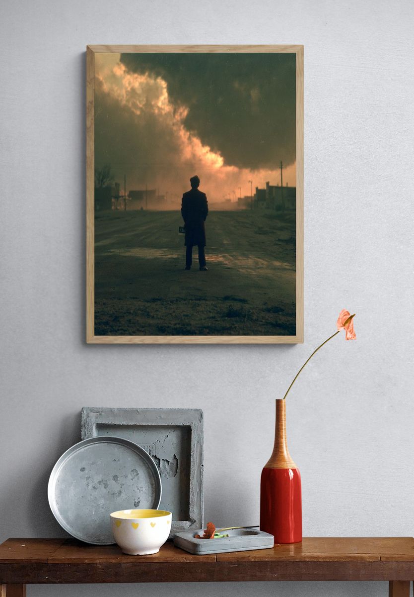 Solitary Figure at Dusk Photography Poster. — room view 3