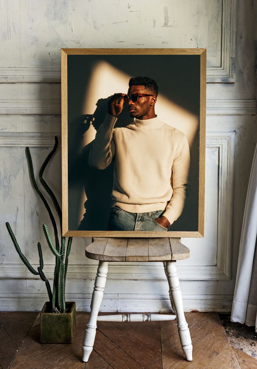 Stylish Man Portrait Photography Poster. — room view 1
