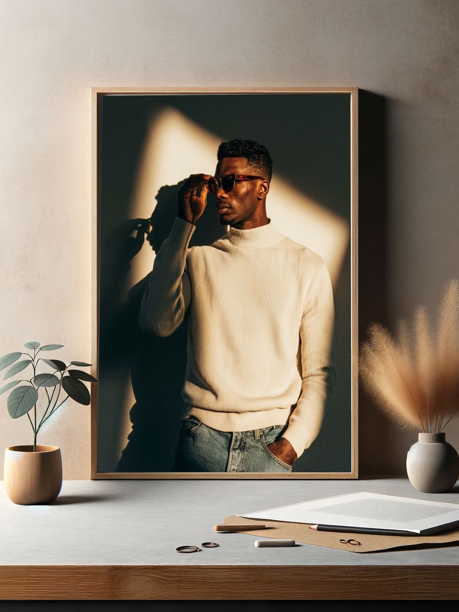 Stylish Man Portrait Photography Poster. — room view 2