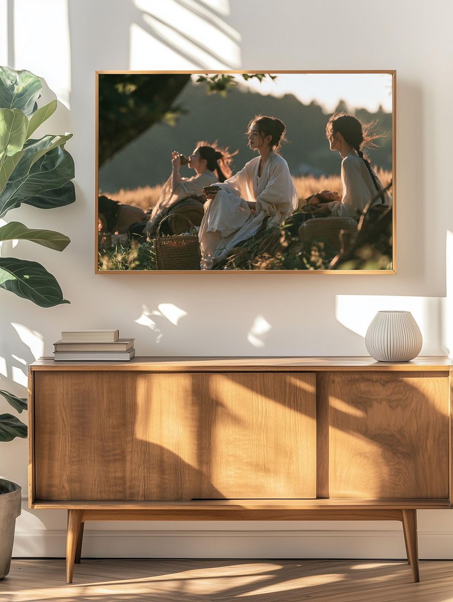 Sunlit Meadow Tea Gathering Print. — room view 3