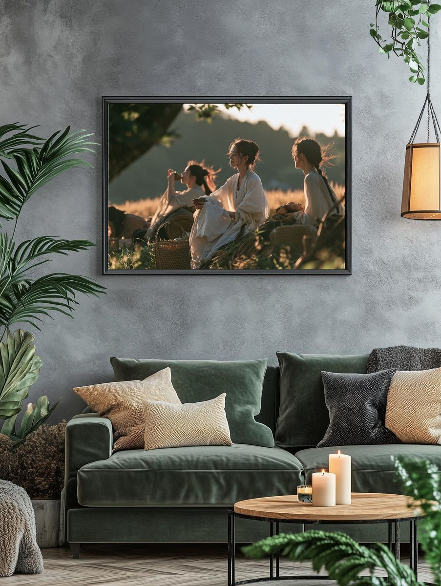 Sunlit Meadow Tea Gathering Print. — room view 4