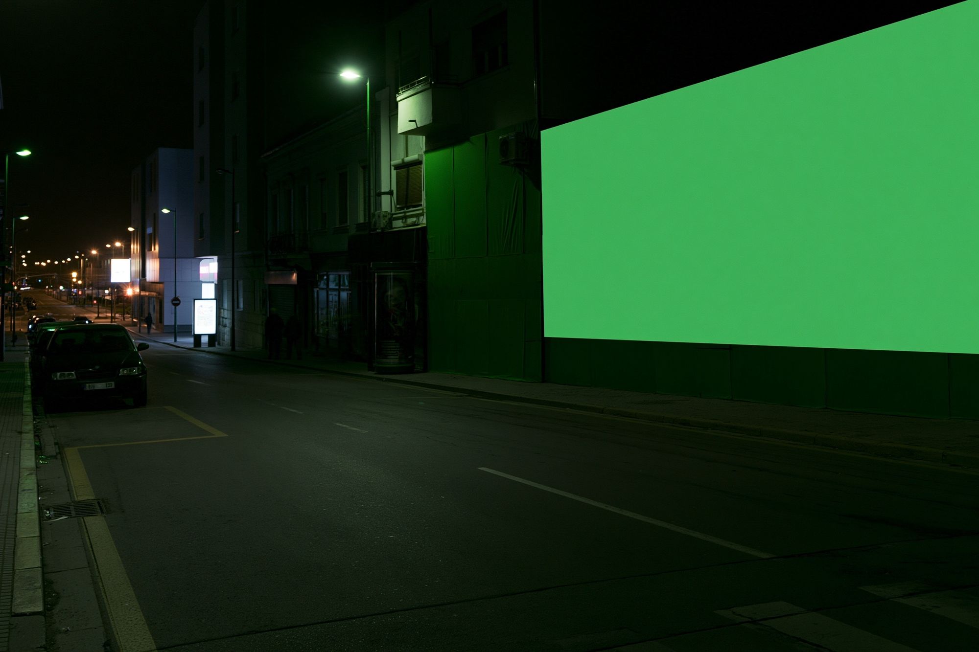 Neon Green Night Street Photography Poster. poster — photography art