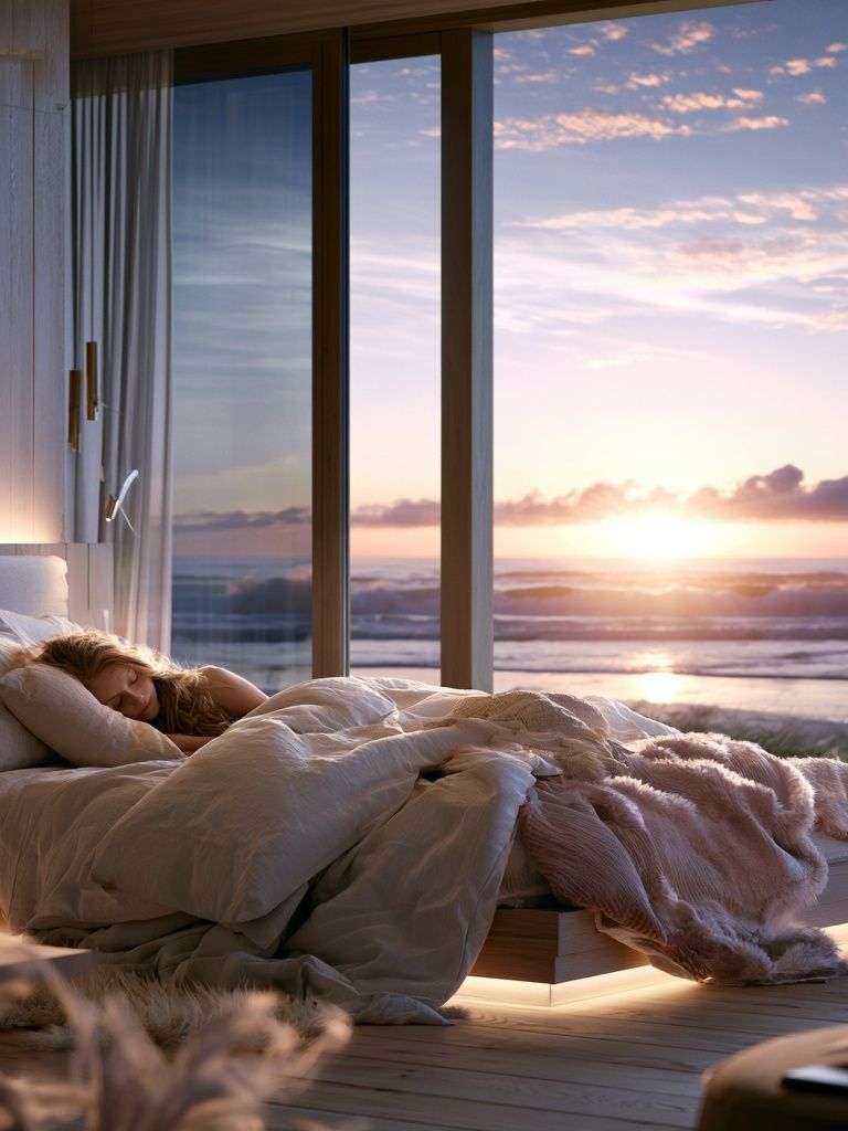 Ocean Sunrise Bedroom Photography Poster. poster detail