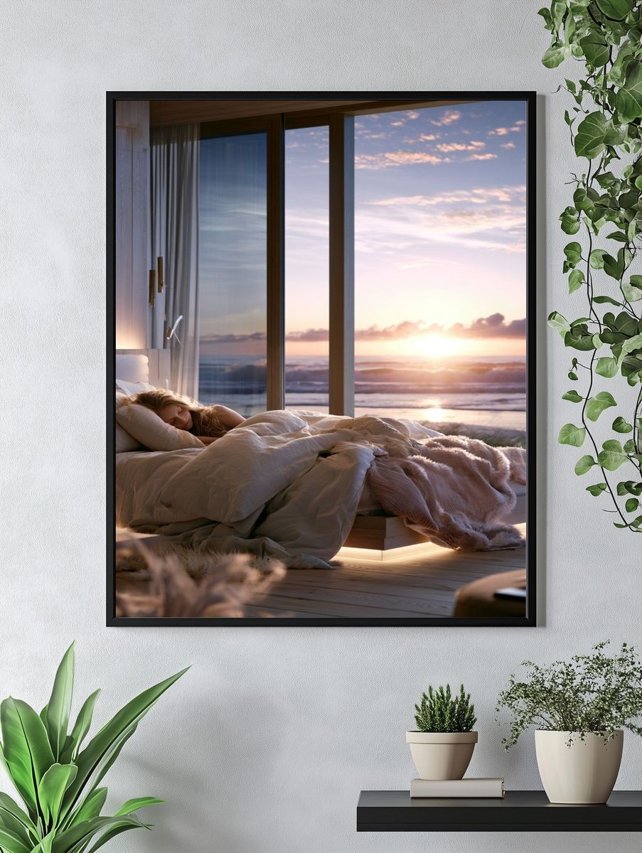 Ocean Sunrise Bedroom Photography Poster. — room view 4