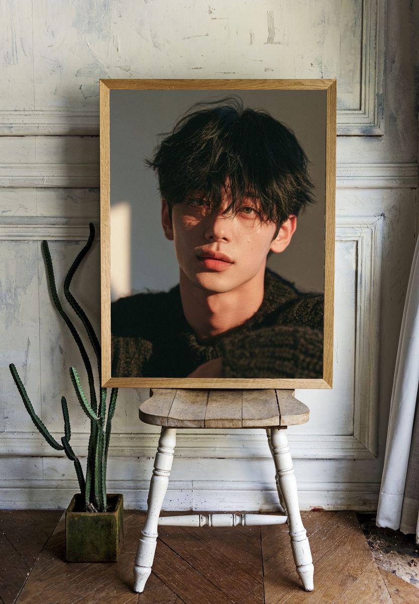 Moody Young Man Portrait Print. room preview