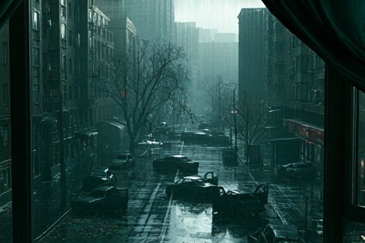 Rainy City Street Photography Poster. poster detail