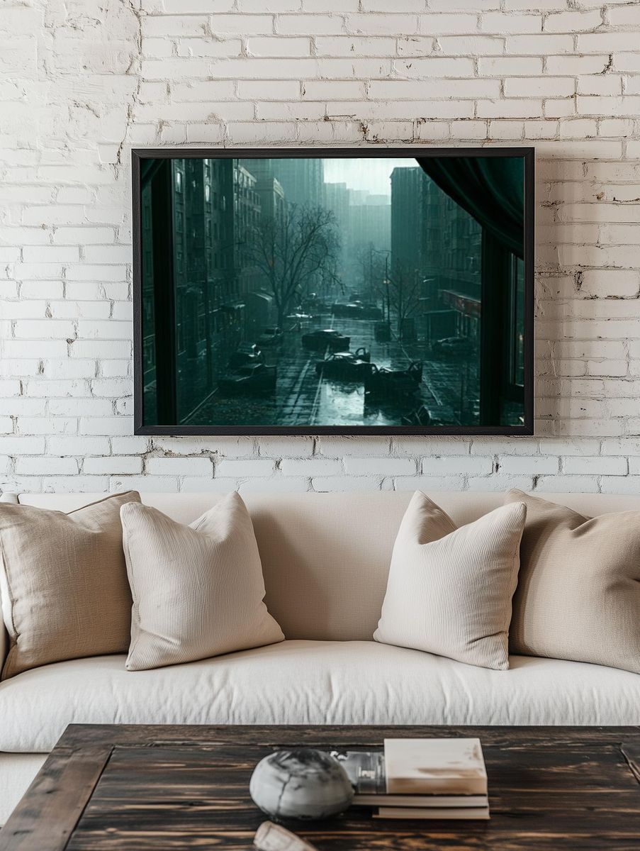 Rainy City Street Photography Poster. — room view 1