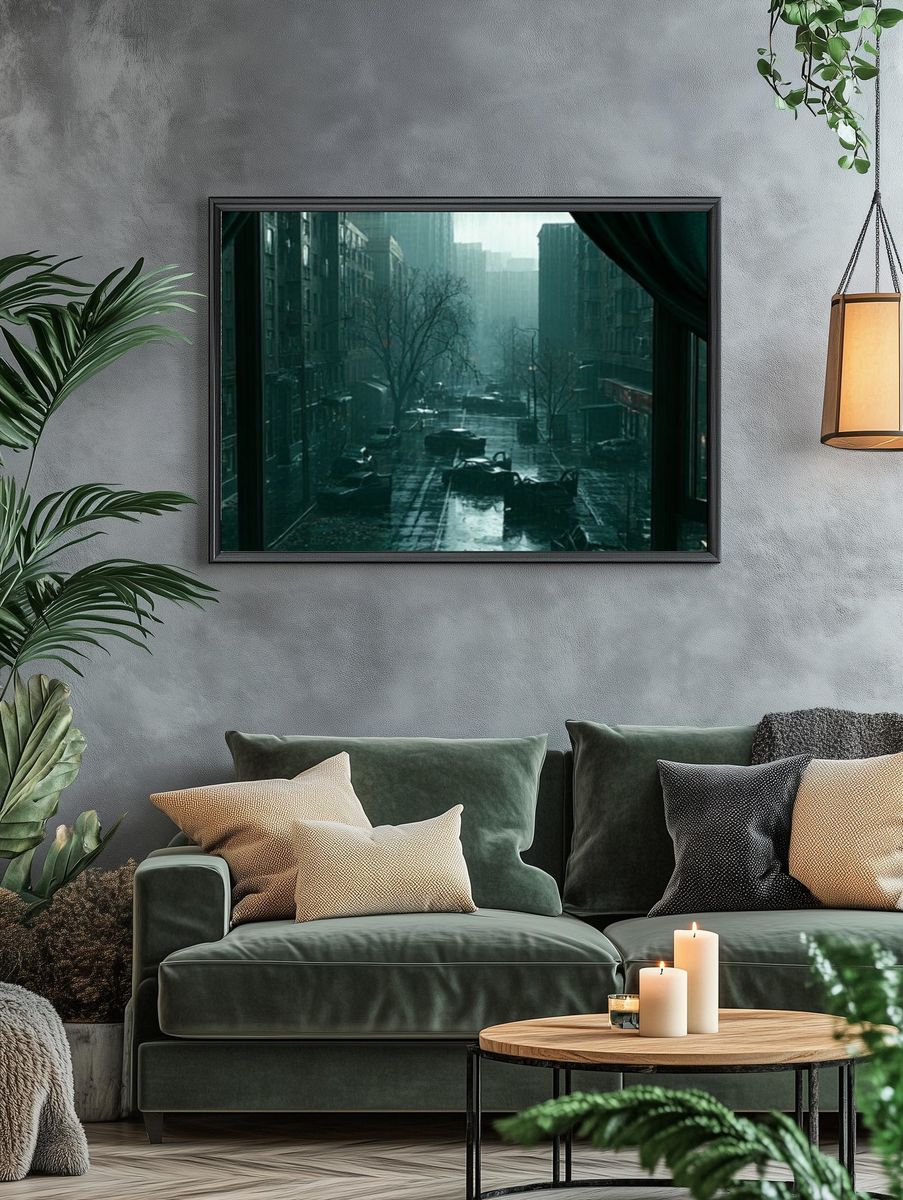 Rainy City Street Photography Poster. — room view 4