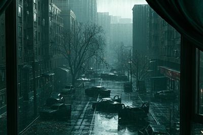 Rainy City Street Photography Poster.