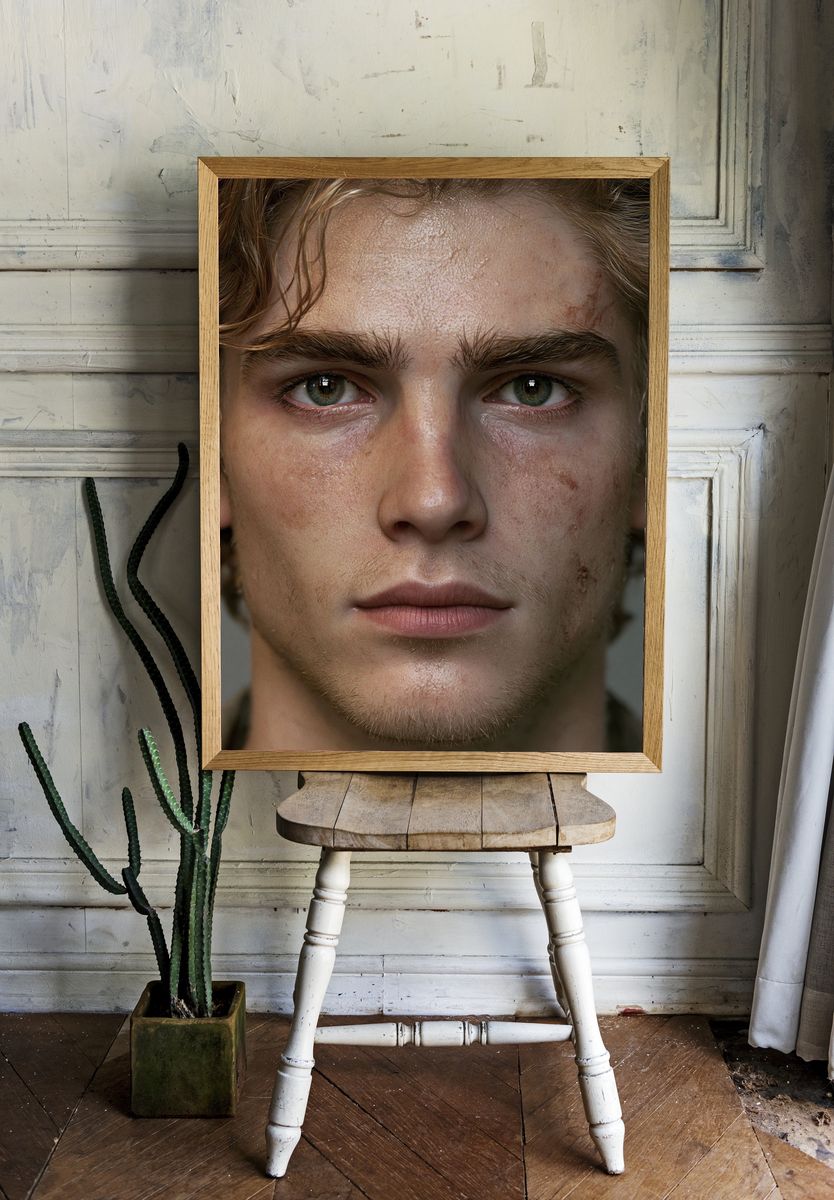 Intense Male Portrait Photography Poster. room preview