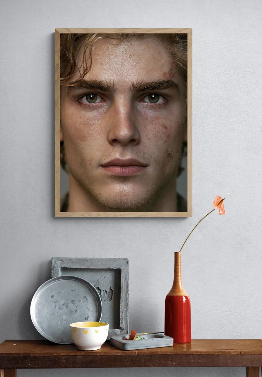 Intense Male Portrait Photography Poster. — room view 3