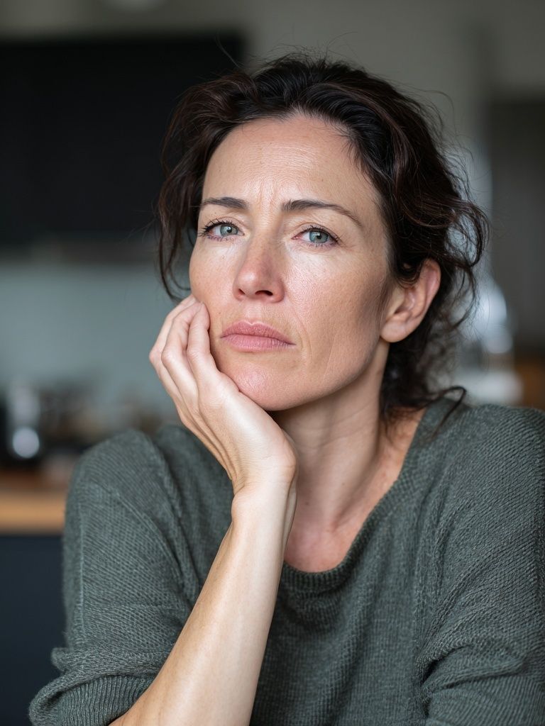 Contemplative Woman Portrait Print. poster detail