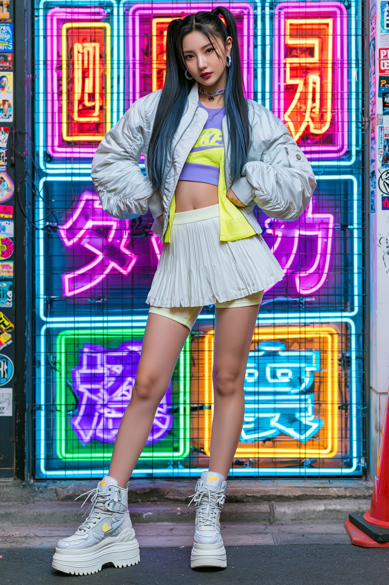 Neon Street Fashion Portrait Poster. poster — photography art