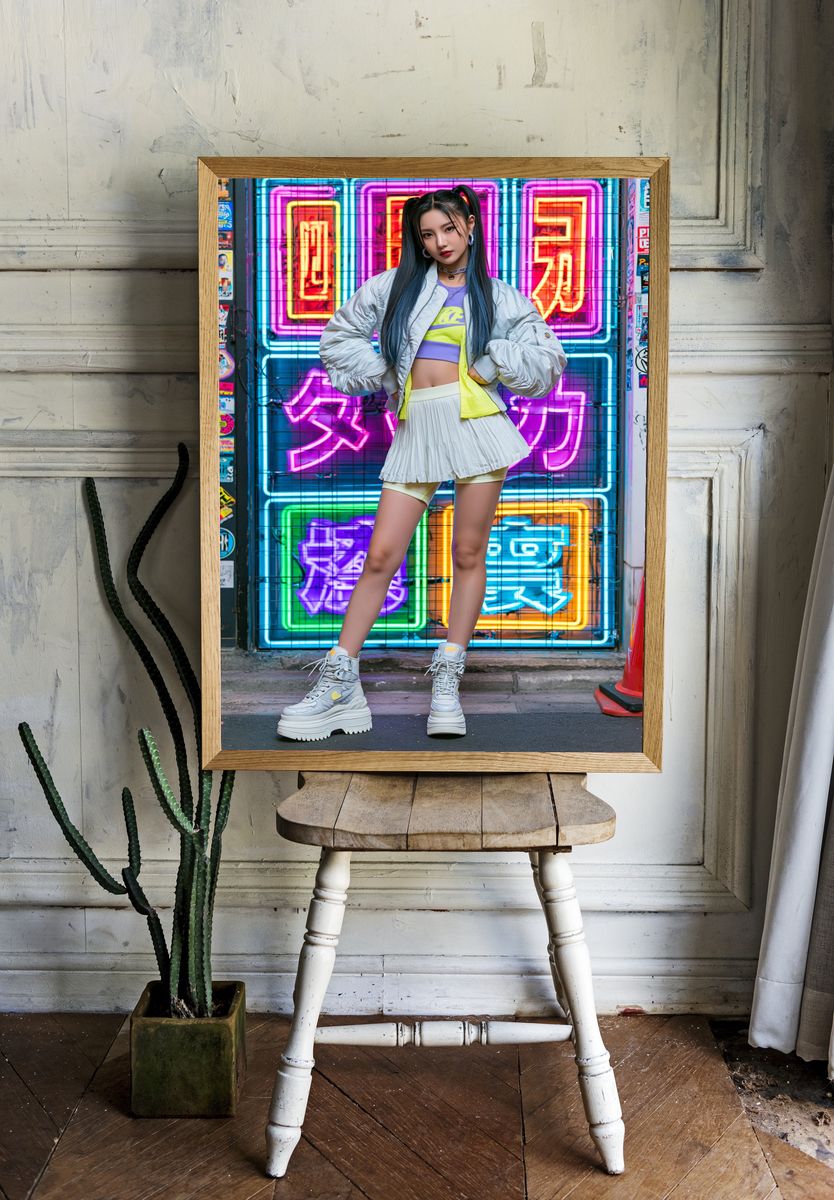 Neon Street Fashion Portrait Poster. — room view 1