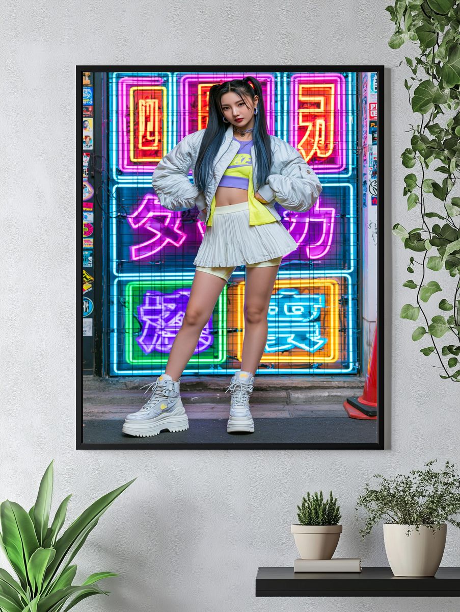 Neon Street Fashion Portrait Poster. — room view 4