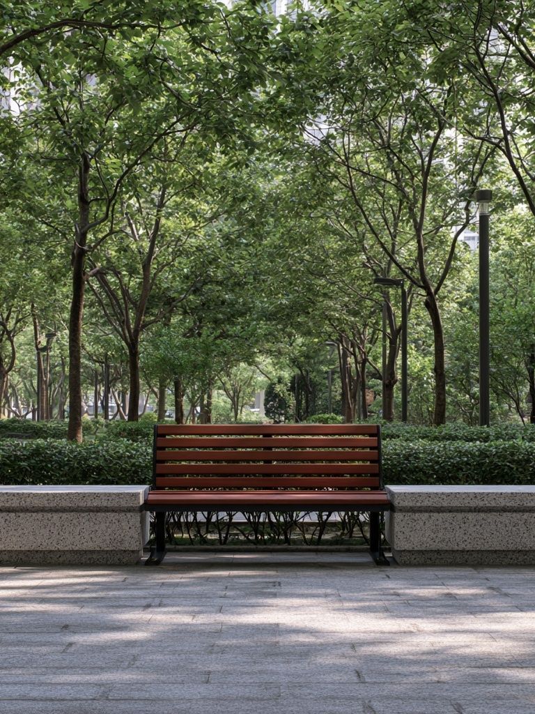 Urban Park Bench Photography Poster. poster detail