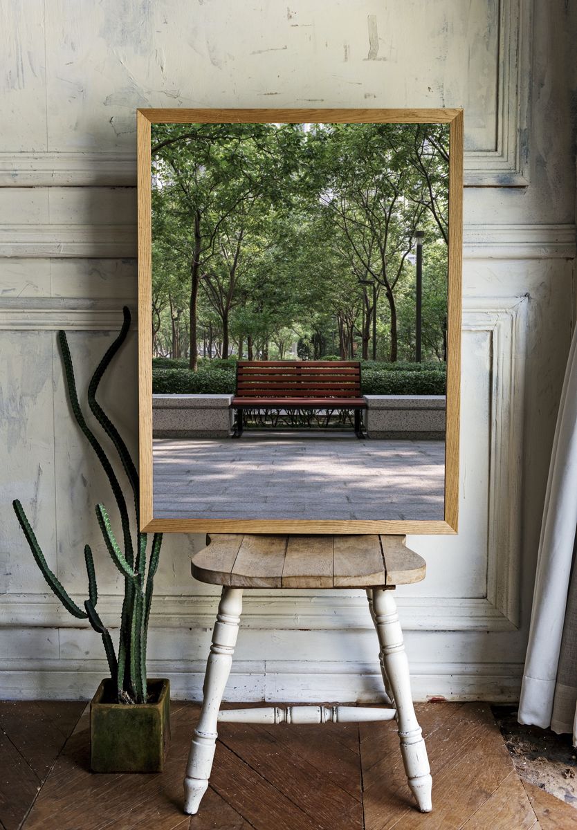 Urban Park Bench Photography Poster. — room view 1
